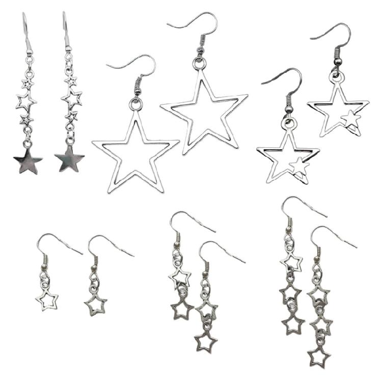 

6 Pairs Studs Earrings Set Star Pendant Earwear Ornament for Trendy Individuals 1