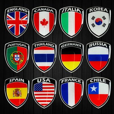 3D Reflective Epoxy Resin National Flag Stickers Motorcycle Scooter Body Fuel Tank Helmet Motor Shield Emblem Decals Accessories