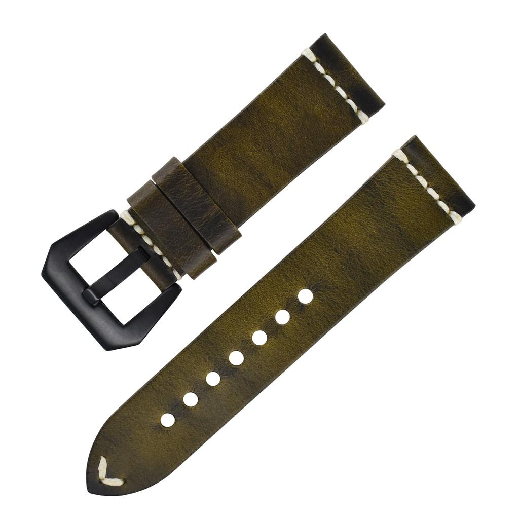Handmade In Pure Cowhide, Suitable For Apple Watch, Cracked Leather Strap, Stainless Steel Pin Buckle, Fat Sea Strap.