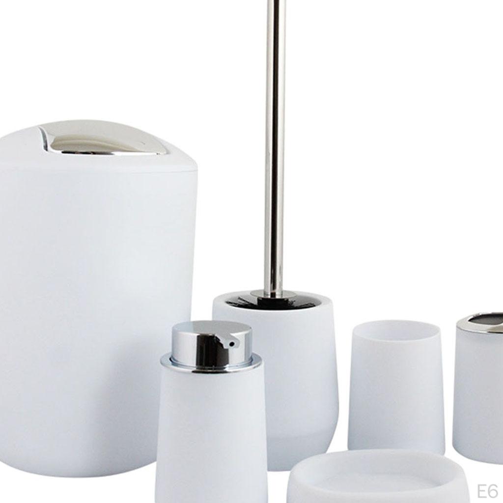 6pcs Bathroom Accessories Set Bath Ensemble Toothbrush Holder Lotion Dispenser Soap Dish Trash