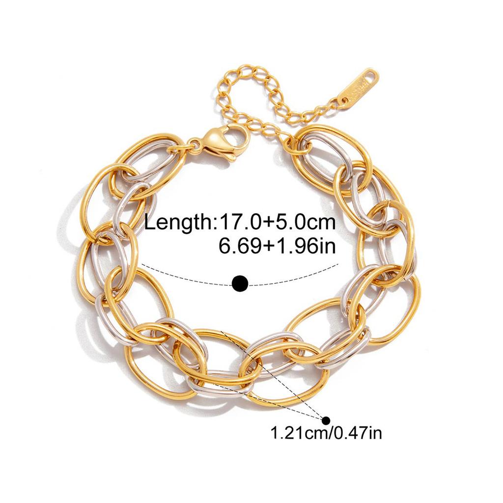 Yori Gold Silver Two Tone Multi Ring Chain Bracelet Water Resistant Texture Fashion Daily Premium Jewelry Wholesale