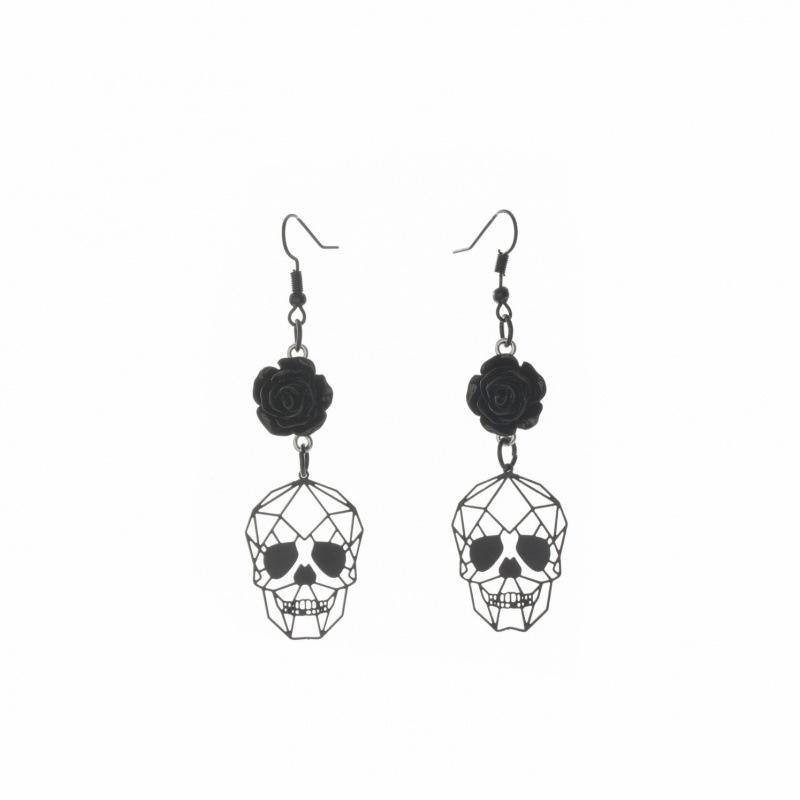Gothic Punk Skull Rose Earrings - New Europe & America Trend
