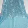 Tessuto di Pizzo Ricamato Full Paillettes Lucide Multicolore Materiale da Cucito Fai da Te per Abito da Sposa Tessuto Decorativo per Abbigliamento