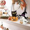 New Halloween Decorations Pumpkin Wooden Ornaments Ghost Festival Atmosphere Decoration Dwarf Ghost Black Cat Wood Products