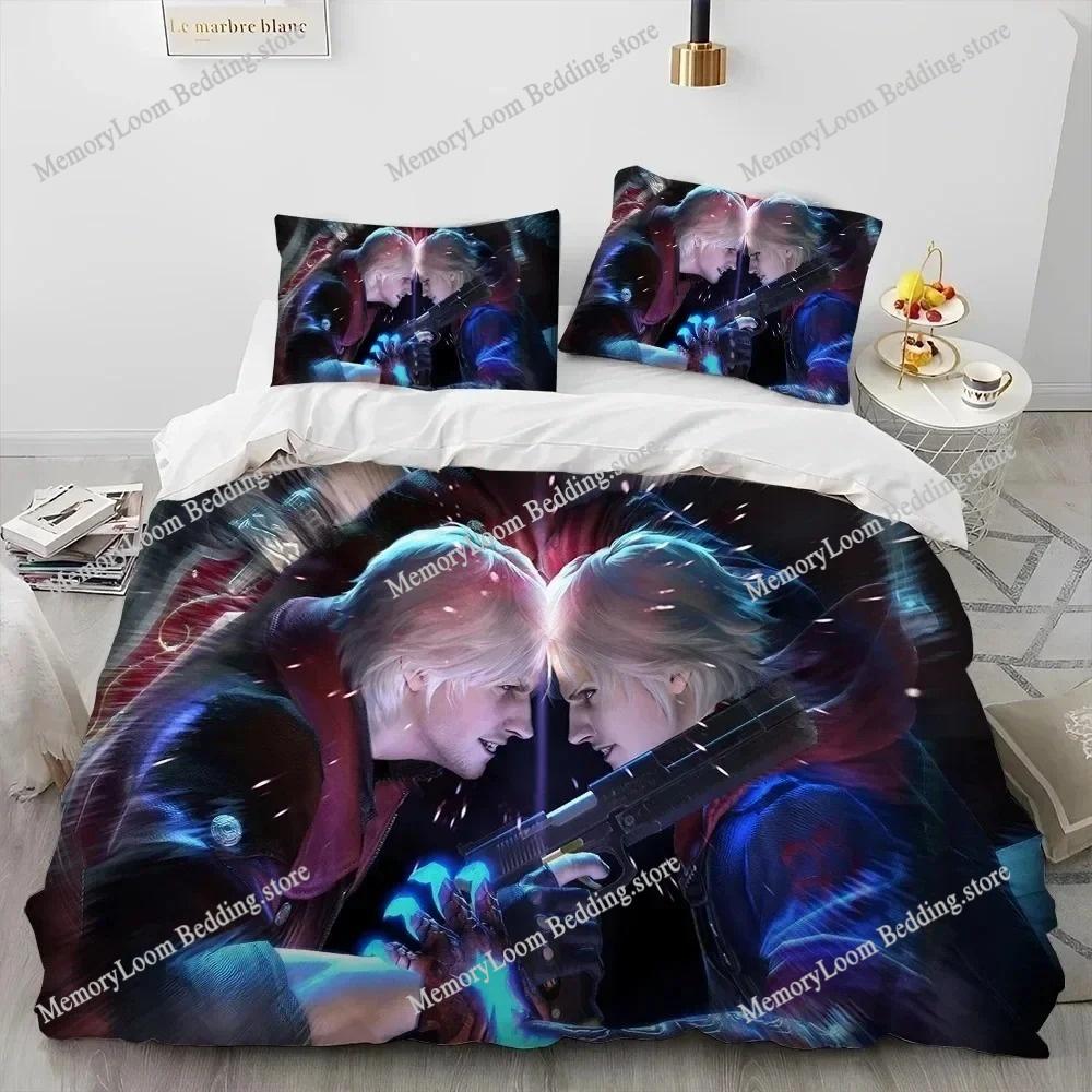 Oyun D-Devil May Cry DMC Oyuncu Yatak Takımı Yorgan Kılıfı Yatak Takımı Yorgan Kılıfı Yastık Kılıfı Yorgan King Queen Boy Erkek Çocuk Yetişkin