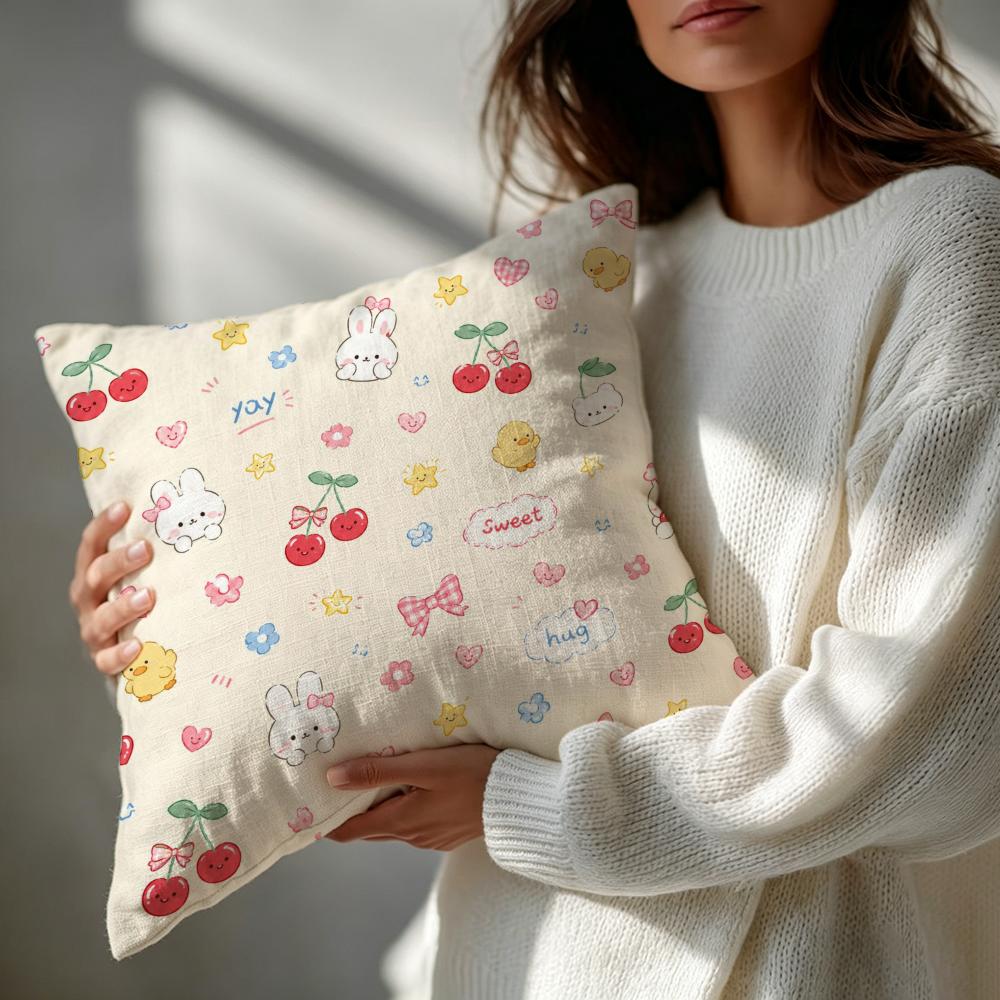 Pattern Cute Japanese Doodle Cushion Cover Patterned Cushion Cover Romantic Cozy Home Sofa Decoration