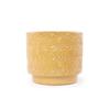 Mini Small Ceramic Plant Pot Ø19 cm, Glossy Warm Yellow Heart-Ornament Relief, Breathable Drainage Hole for Mini Succulents and Desktop Herbs