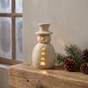 Holiday Table Decor Christmas Snowman Decorative Light, LED Light-up Hollow Figurine, Resin Sculpture Night Lamp for Party Tabletop Statue