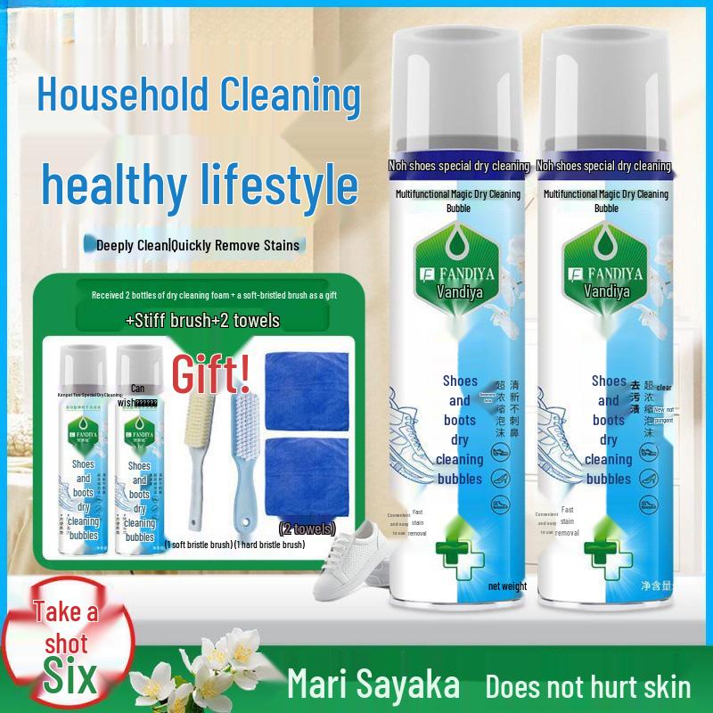 Shoe and Boot Dry Cleaning Bubble Cleaner - Waterless, Mild Stain Remover for Little White Shoes