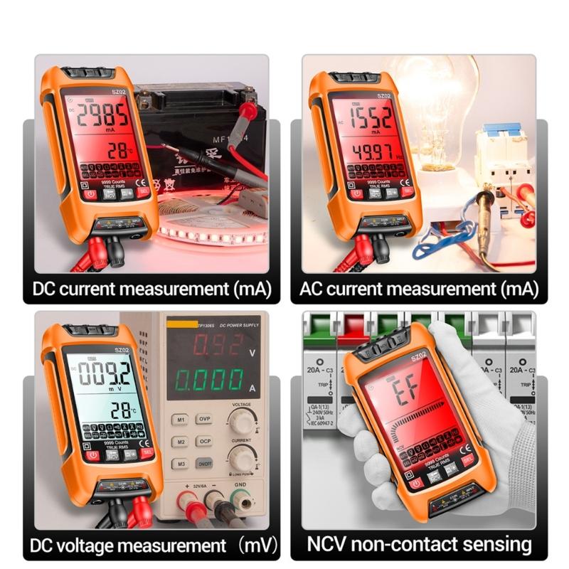 Digital Multimeter Voltage Current Resistance Tester with Flashlight NCV for Measuirng AC/for DC Voltage Current Frequen
