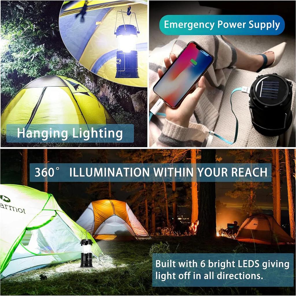 Rechargeable Solar LED Portable Multifunctional Torch Lamp Flame Flashlight Emergency Outdoor Hiking Tent Hanging Camping Light