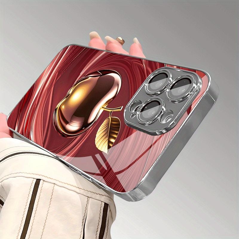 Stylish Swirl For Apple Pattern Glass Electroplated Phone Case For iPhone 17 16 Pro Max 15 14 Plus 13 12 11 Pro 16E 17 Air Cover