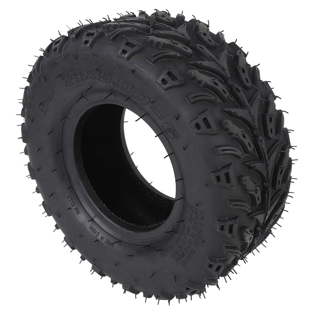 14x5.00 6 Front Wheel Tire with Rim Rubber Tubeless Vacuum Tire for ATV Quad Off Road Go Kart Golf Cart Mini Bike