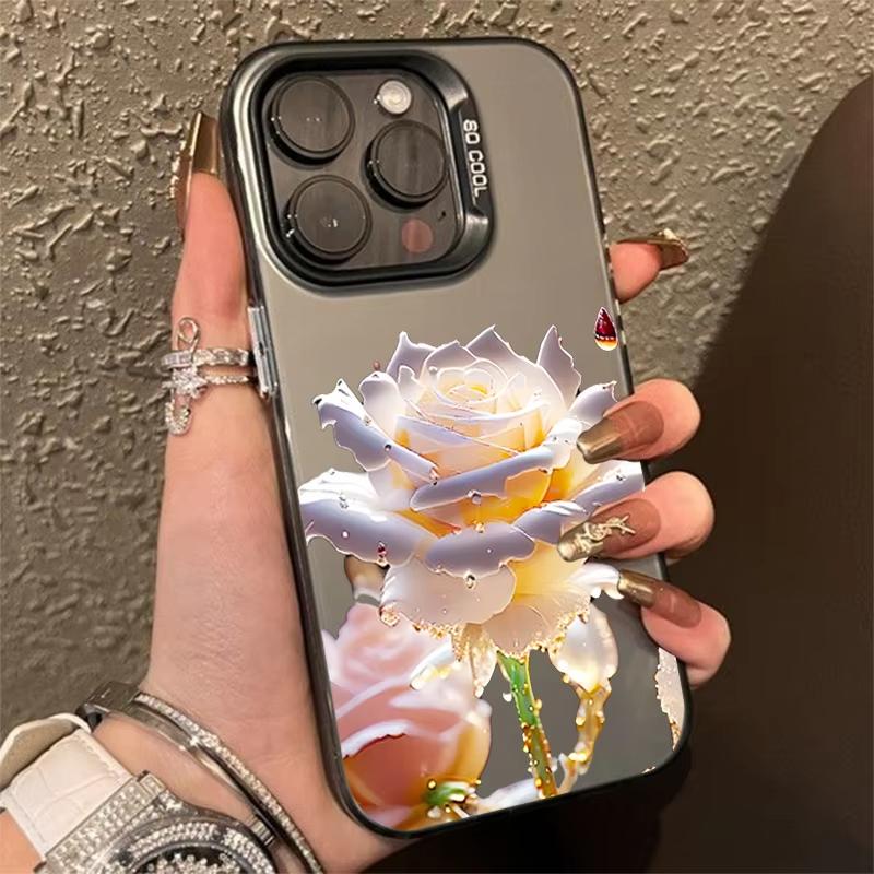 Black Gold Rose Phone Cases for iPhone 16 15 Pro Max Cases For iPhone 16E 11 12 13 14 Pro X XS XR 7 8 Plus SE2 Silver IMD Covers