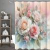 Wiosenna Różowa Kwiatowa Zasłona Prysznicowa, Dekoracyjna Zasłona Prysznicowa do Łazienki, Wodoodporna Zasłona Prysznicowa z Haczykami