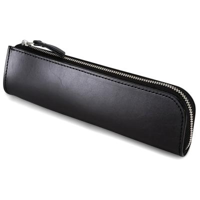 Nume Leather Pen Case Made Japan Himeji Simple Adult Zipper (black)