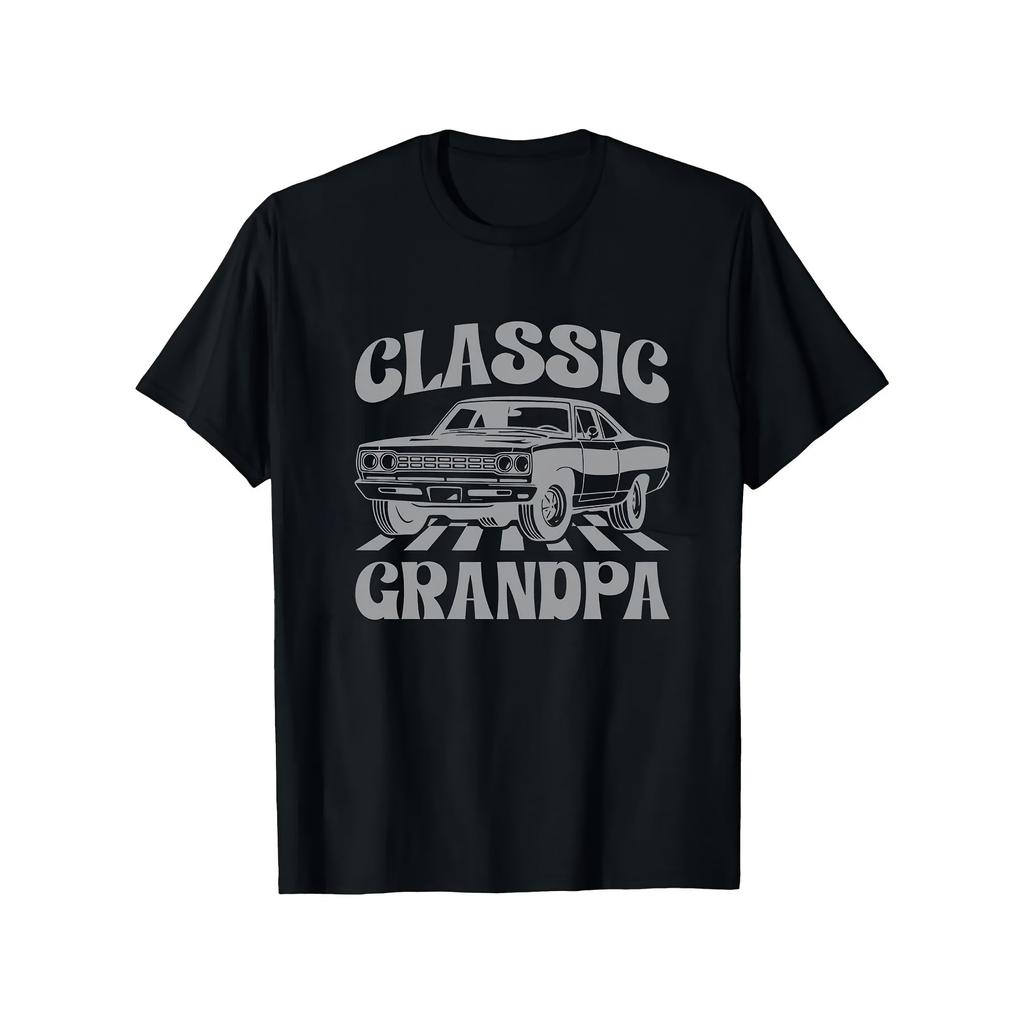 Classic Grandpa Car Graphic Tee Vintage Muscle Car Lover Short Sleeve TShirt For Men Daily Wear