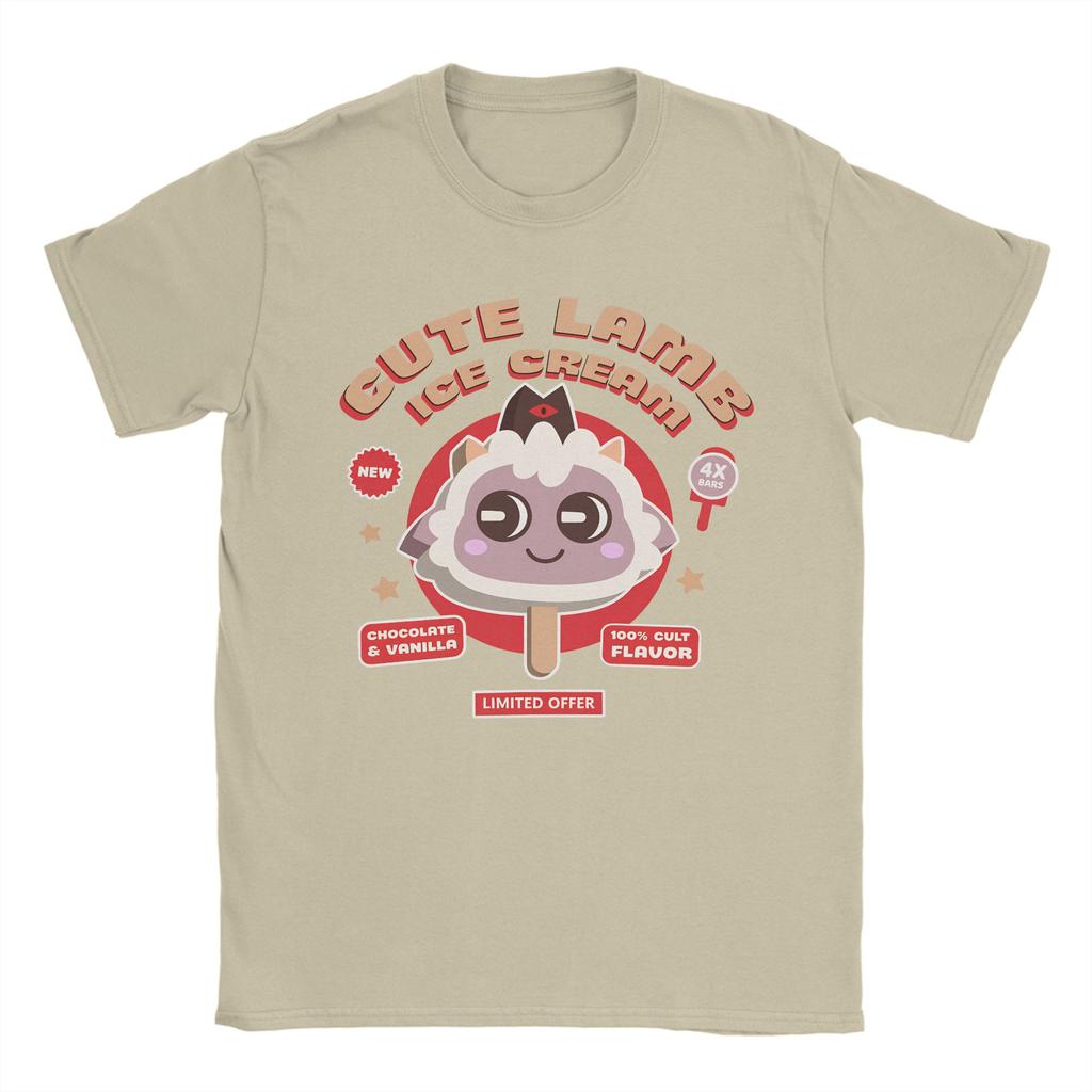 Lamb Ice Cream The Cult of the Lamb TShirts for Men  Casual Cotton Tee Shirt Round Collar Short Sleeve T Shirts 6XL Clothes