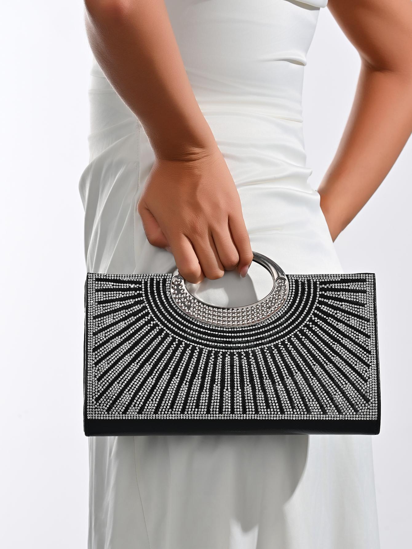 

Women s Dinner Bag, European and American Retro Big Ring Clutch, Advanced Texture Diamond Flash Bridal Dinner Bag