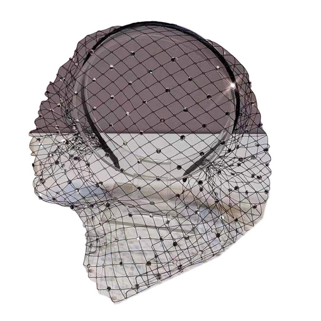 Headbands for Women Girls Wide Plain Turban Headband Fashion Veil Rhinestones Hair Bands Mesh Hair Hoop