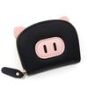 PU Leather Cartoon Pig Multi Card Slot Holder Zipper Coin Purse Soft Touch Clip Wallet for Women Kids Party Use