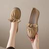Fashion Low Heel Elegant With Bow Shoes for Women Office Slip-on Leather Casual Beau Today Chic Quick Delivery Young Popular Woman Flats