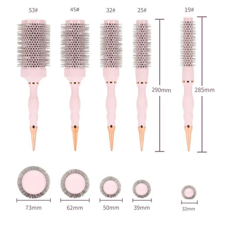 Barber Professional Round Blow Dry Brush, Professional Aluminum Tube Curly Hair  Cylinder Comb For Curly Hair Styling