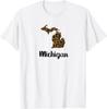 Michigan Michigander Great Lakes Trendy Leopard Animal Print T-Shirt