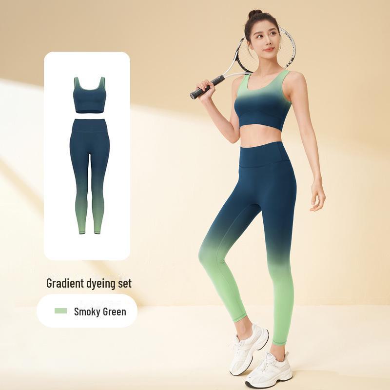 Juyitang Gradient Yoga Suit: High-Elastic, Nude-Feel, Slim-Fit for Running & Fitness.