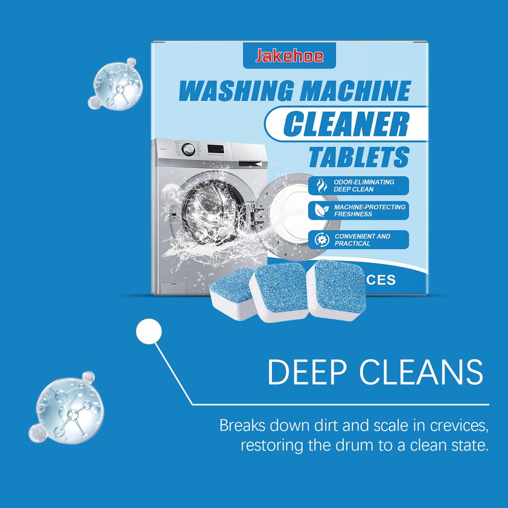 Washing Machine Cleaner Tablets 12pcs Deep Clean Descale Remove Mold Odor For Front Top Load Washer Drum Maintenance Lemon Scent