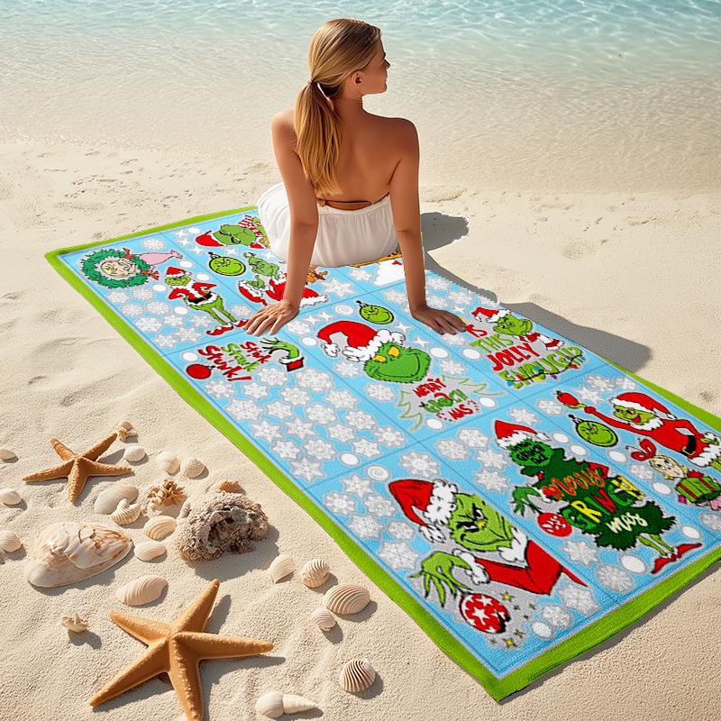 Christmas Gift Oscar Comedy Movie How the Grinch Stole Christmas soft beach towel outdoor camping vacation swinging beach scarf decorative blanket B2