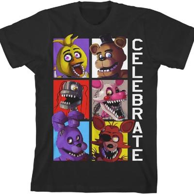 Five Nights At Freddy's Celebrate Boy's Black T-Shirt