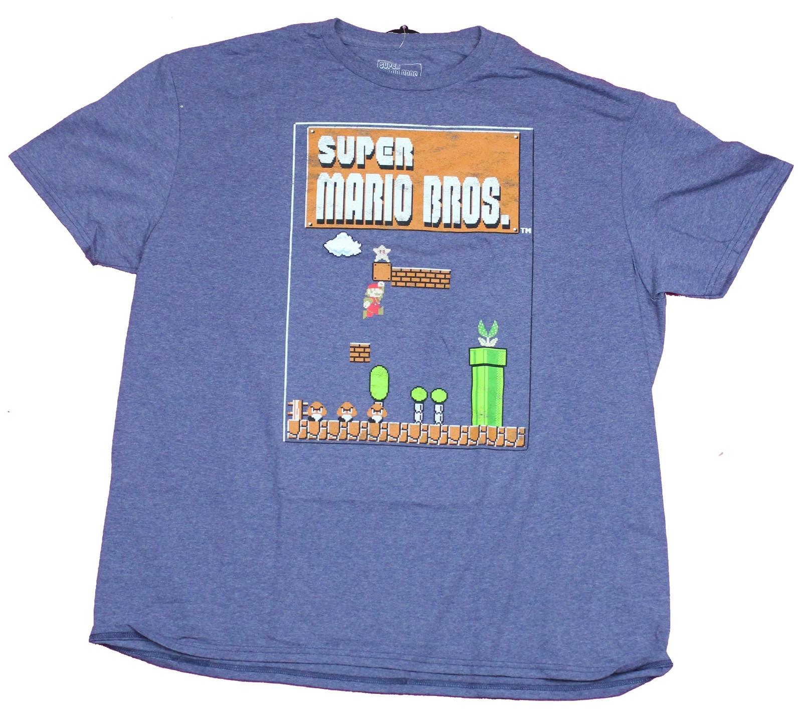 Super Mario Brothers Adult New T-Shirt - Screen Jumping Block Jump Under Logo M