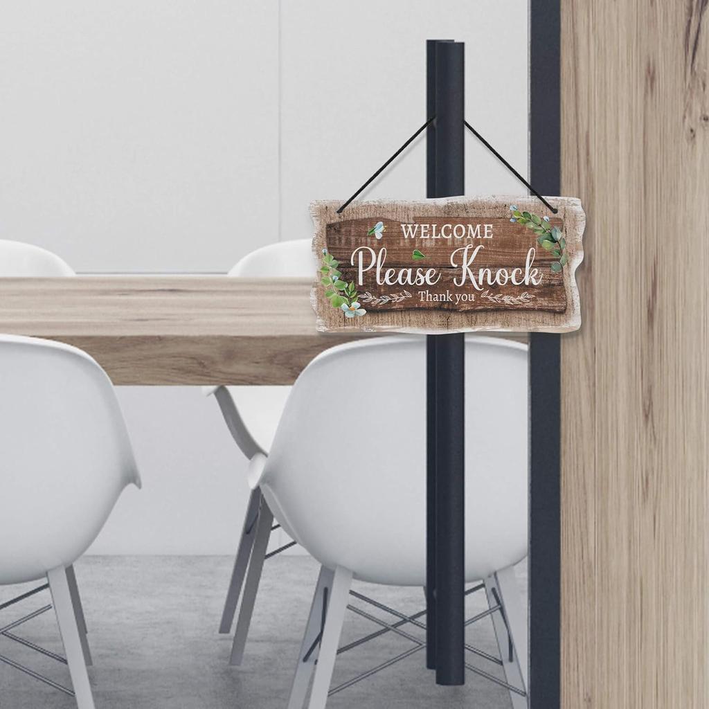 Putuo Decor Welcome Please Knock Office Door Signs, PVC Do Not Disturb Door Hanger Sign, Double Sided Hanger Plaque Meeting In Progress Sign For