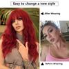 European and  American Style Women’s Fashion Red Curly Wig Full Wig with Blunt Bangs Long Wavy Wig