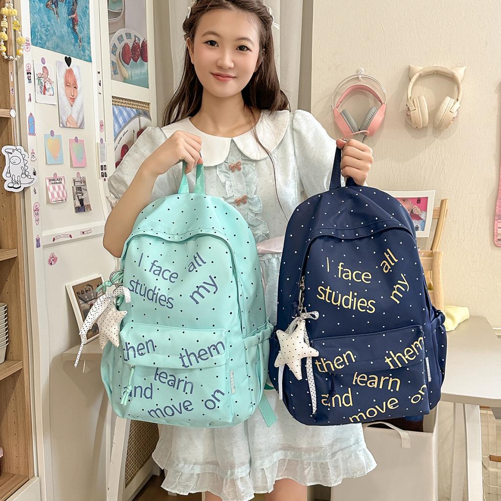 Schoolbag Korean version ins cute polka dot bow backpack female niche design fashion casual versatile student schoolbag