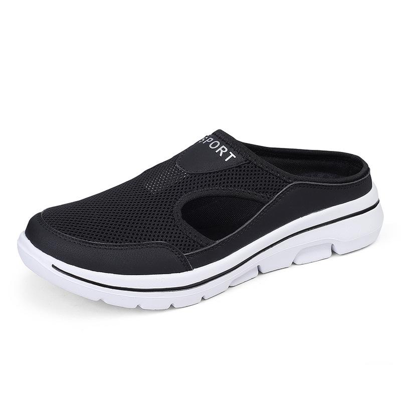 Summer Semi-drag Breathable Flat Men's Shoes Outdoor Casual Shoes Lightweight Fashion Couple Lazy One Pedal