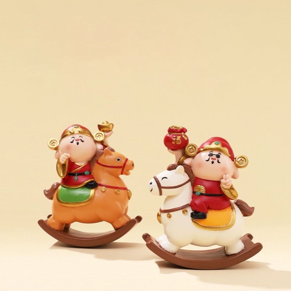 Year of The Horse God of Wealth Figurine Resin Horse Statue  Office Decoration