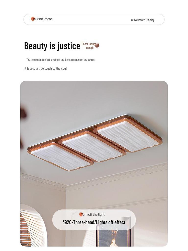 2025 Chinese Bauhaus Retro Rectangular Ceiling Light: High-End Living Room Fixture