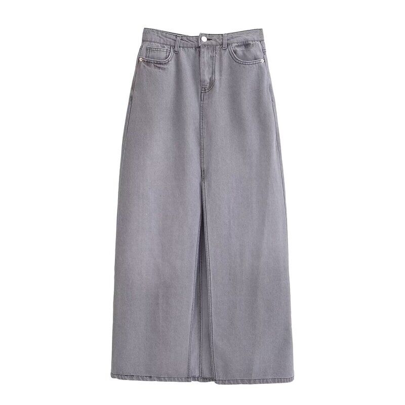 Fashion Style 2024 Summer New Arrival Women's Easiest for Match High Waist Slit Design Midi Skirt Denim Skirt 6147069