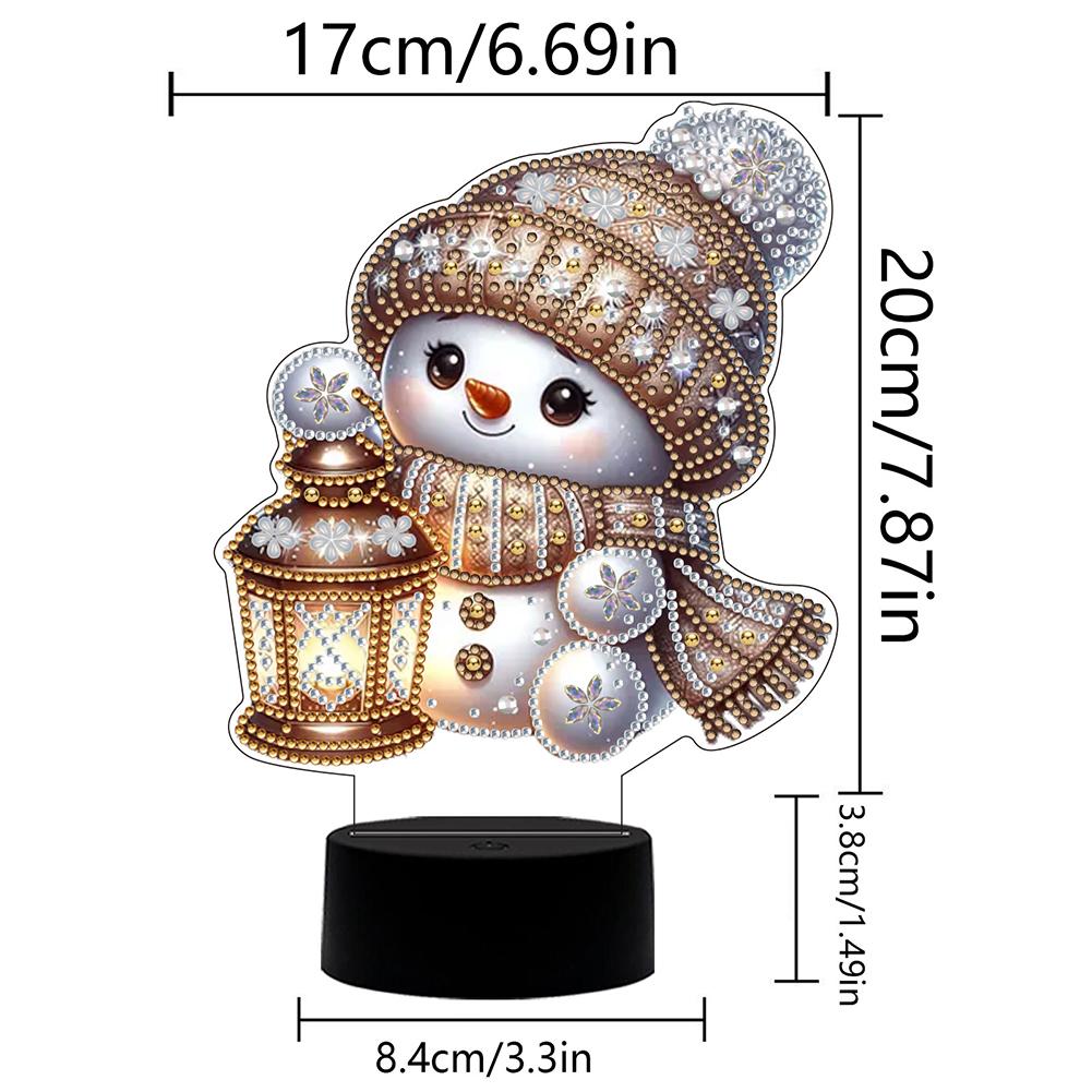 Acryl Dubbelzijdig Kerst Sneeuwpop Multifunctionele Diamant Nachtlamp Diamant Schilderen Nachtlampje Diamant Kunst Licht Ornamenten