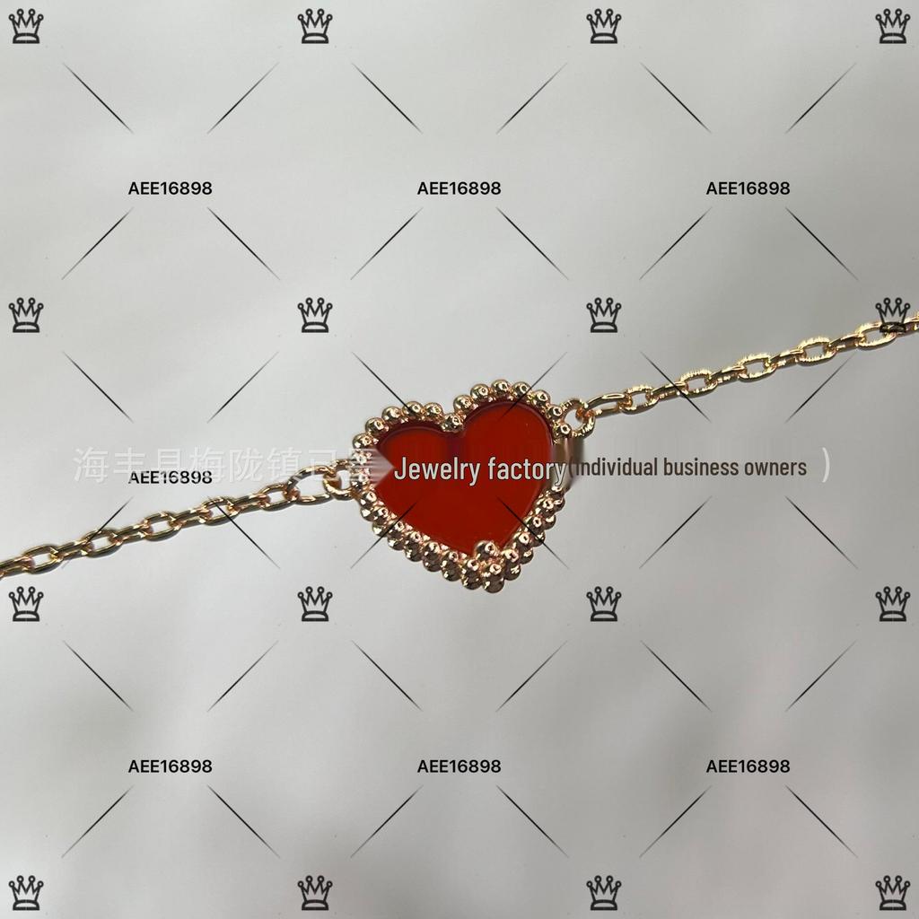 Gold Heart 925 Sterling Silver Rose Gold Plated Red Heart Choker Necklace, Stud Earrings & Bracelet Women's Set