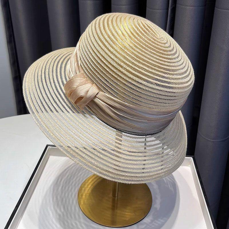 Fashionable Summer Woven Top Hat Women's Light Luxury Top Hat Breathable Sun Hat New Sun Protection Basin Hat