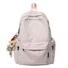 Schoolbag Campus School Bag Female Korean Version Ins Simple Plaid Backpack for Middle and High School Students, Large Capacity Leisure Travel 
