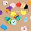 40pcs Building Blocks 30 Cards Wooden Expression Set Bead String Attention Training Toy for Kids Logical Skills Christmas Gifts