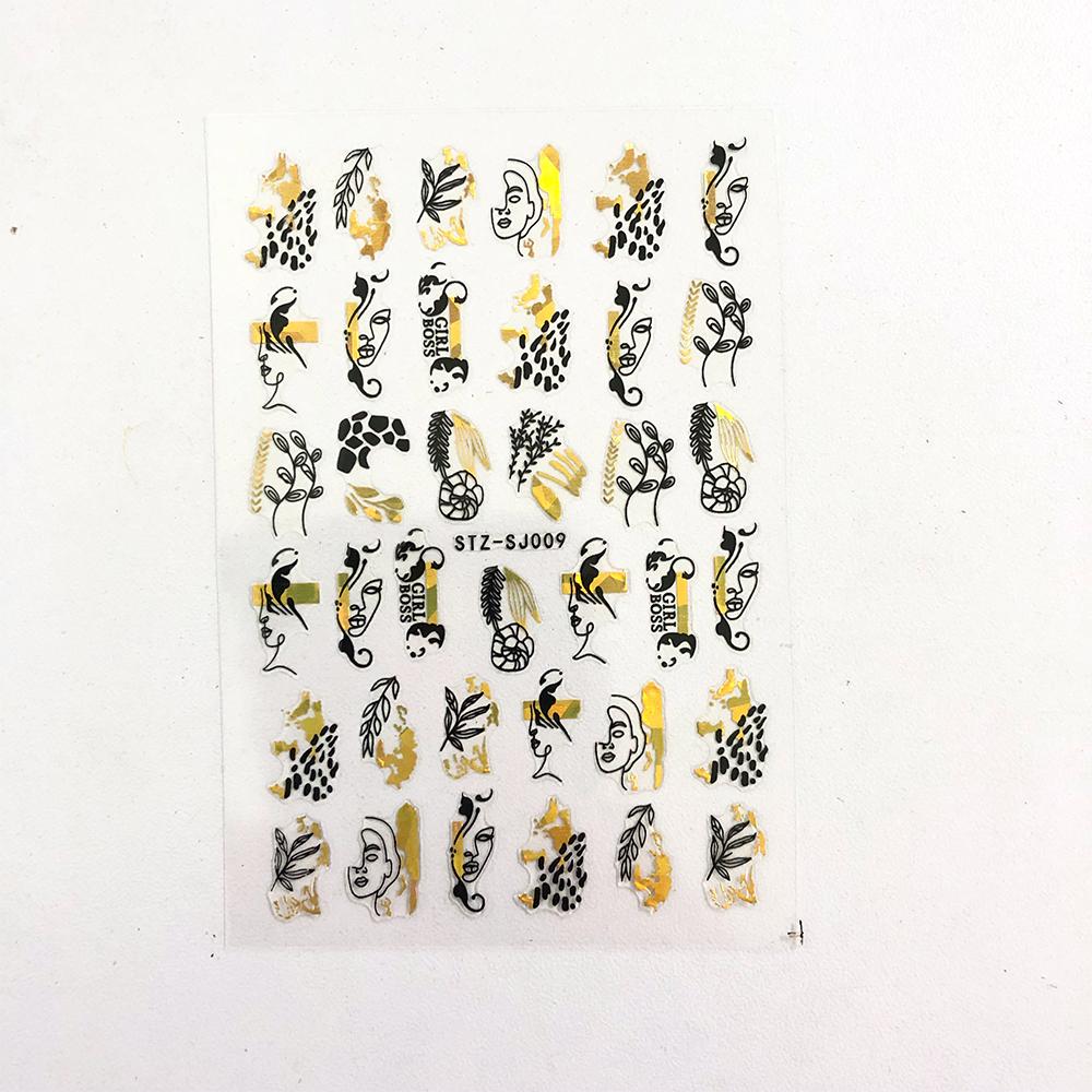 Linie abstractă Autocolante de unghii DIY pentru femei Fete Decoratiuni de artă pentru unghii Rose Gold Spring Slidere 3D pentru manichiură Autocolante