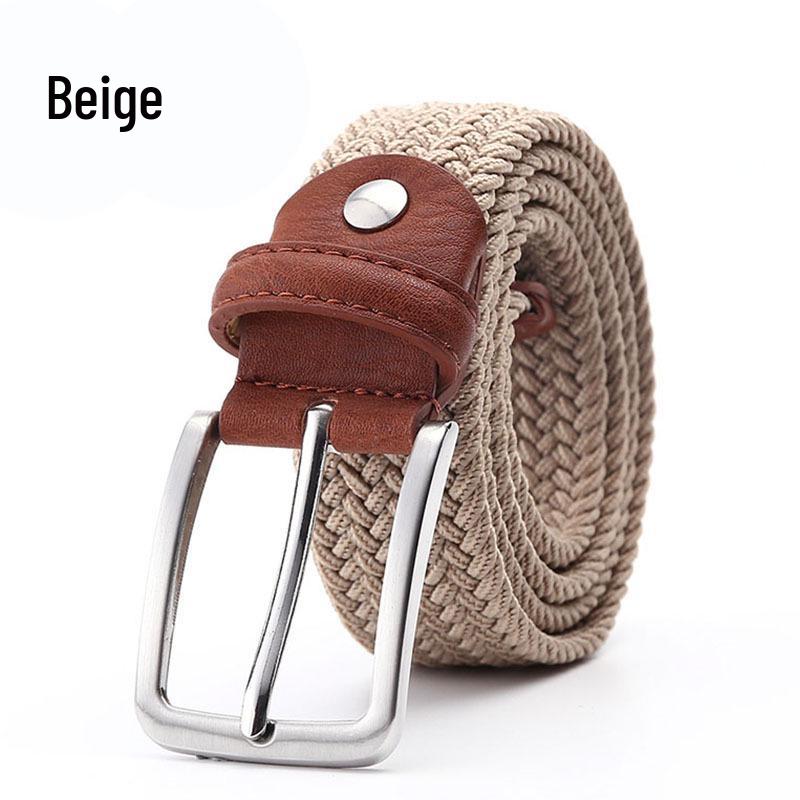 Stylish Men's and Women's Elastic Woven Belt with Pin Buckle