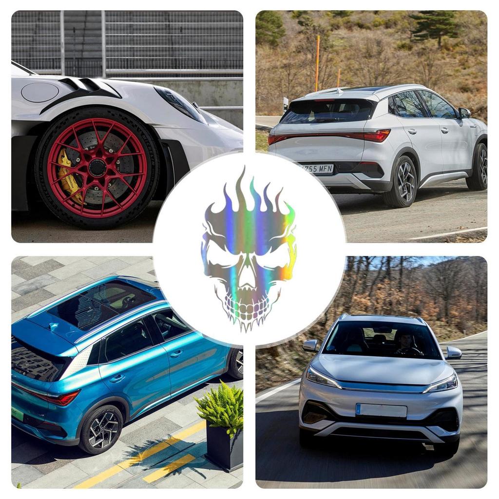Autocollants et Décalcomanies Crâne, Autocollants de Voiture Crâne Flamme Capot Autocollant de Voiture Porte Latérale Autocollant de Voiture