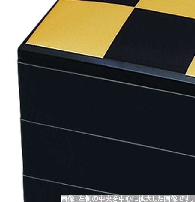 Jubako with a Black Checkered Spring Breeze X X Made In Japan J-kitchens 3-Tiered (6.5-inch) Pattern, Design, 19.5cm 19.5cm 16.8cm,