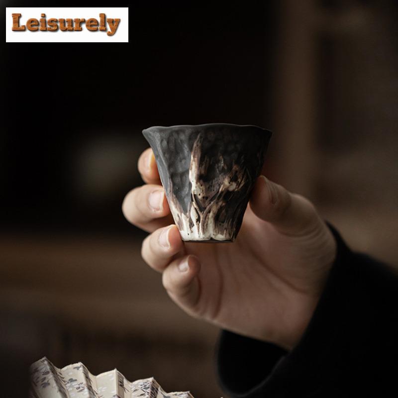 2 st/parti Japansk Lotusrim Grovkeramik Te-kopp Te-skål Mugge Te-provning Personlig Kopp Jianzhan Mästarkopper Dryckeskärl 50ml